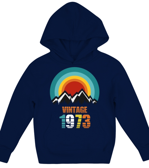 vintage mountain 1973 50th Birthday retro sunset Kids Hoodie