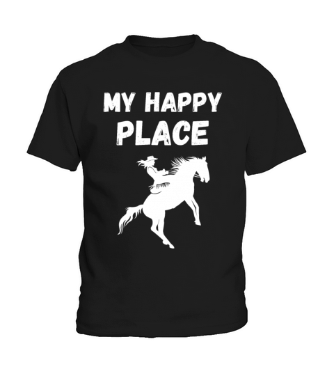 My Happy Place Horse Lover Horseback Riding Kids T-Shirt