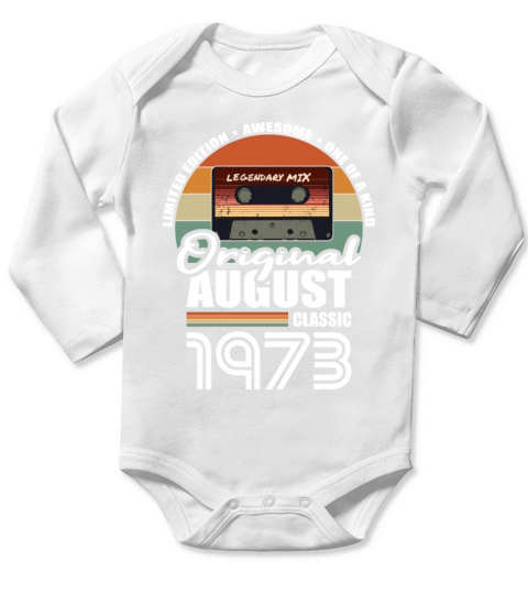 50th birthday august 1973 original 1973 Long Sleeve Baby One-Piece