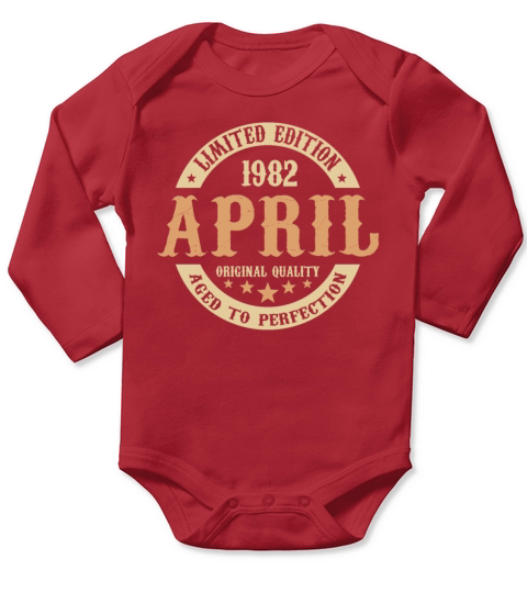 April 1982 Vintage Birthday Present Long Sleeve Baby One-Piece