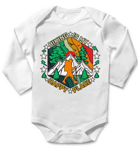 Hiking Is My Happy Place Nature Camping Long Sleeve Baby One-Piece