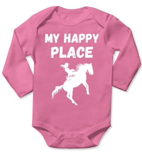 My Happy Place Horse Lover Horseback Riding Long Sleeve Baby One-Piece