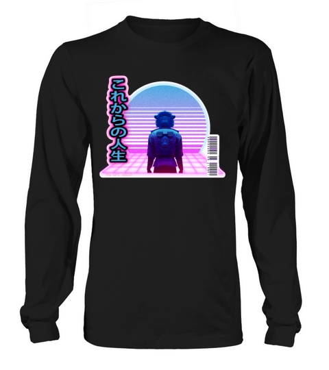 Synthwave The Life Ahead - white Border Long sleeved Unisex