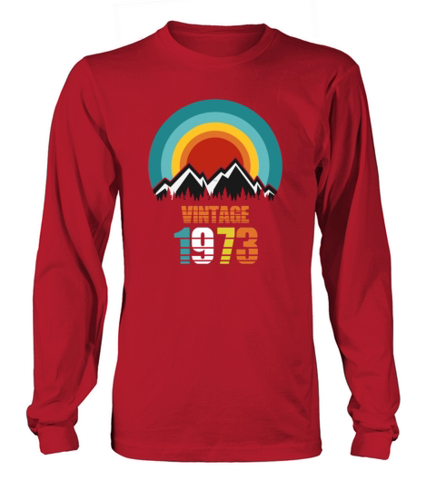 vintage mountain 1973 50th Birthday retro sunset Long sleeved Unisex