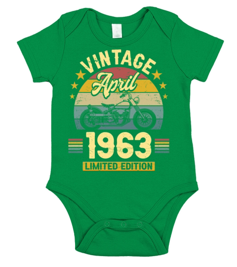 April 1963 60 Years Old Vintage 60th Birthday Short Sleeve Baby One-Piece