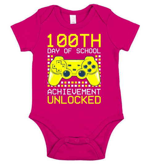 Happy 100th Day Of School Achievement Unlocked For Short Sleeve Baby One-Piece