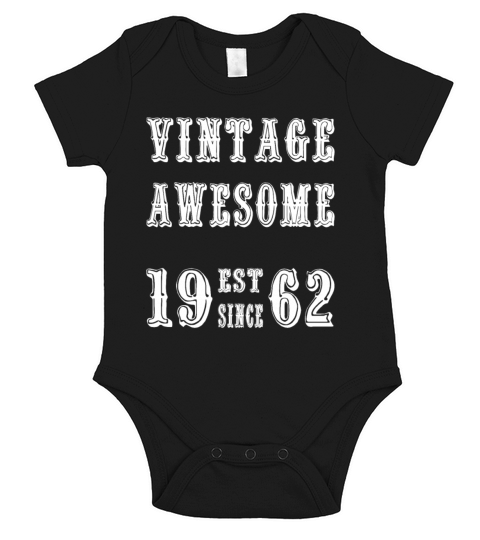 Vintage Awesome Est Since 1962 Birthday Short Sleeve Baby One-Piece