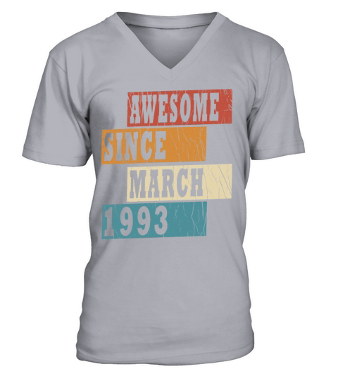 30th birthday march vintage 1993 vintage V-Neck T-shirt
