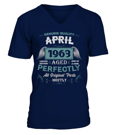 April 1963 Vintage Birthday Present V-Neck T-shirt