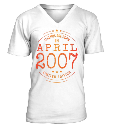 Birthday April 2007 Limited Edition Vintage Legend V-Neck T-shirt