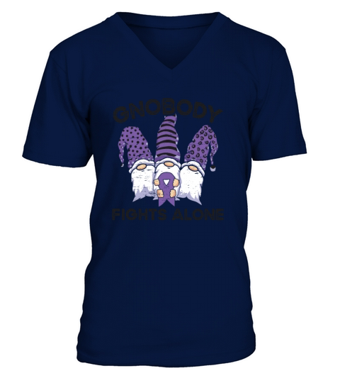 Gnome Epilepsy Purple Ribbon Epileptic Epilepsy V-Neck T-shirt