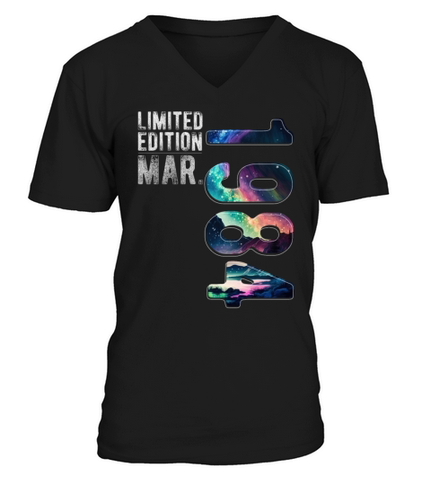 Limited Edition 1984 March Birthday Polar Lights V-Neck T-shirt