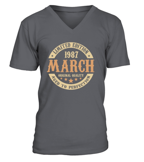 March 1987 Vintage Birthday Present V-Neck T-shirt