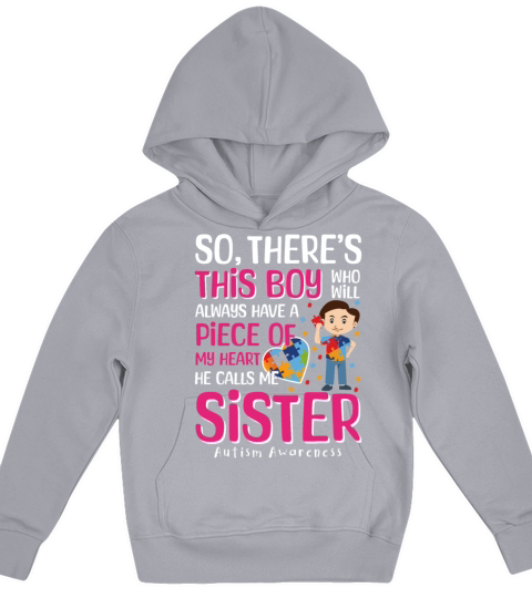 Boy Calls Me Sister April Puzzle Autism Awareness Kids Hoodie