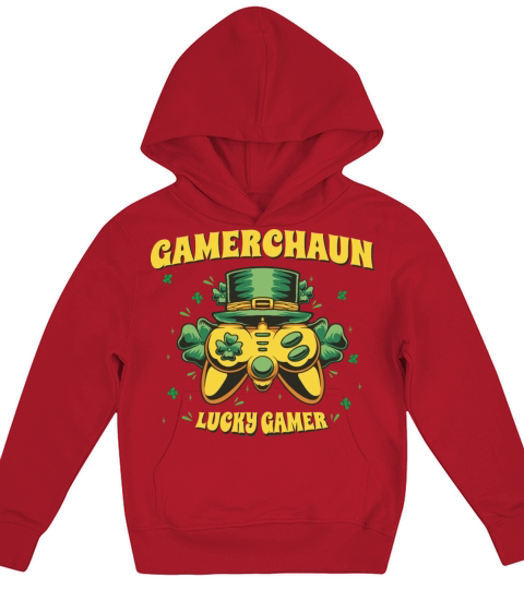 Video Game Leprechaun St Patricks Day 2023 Gamer Kids Hoodie