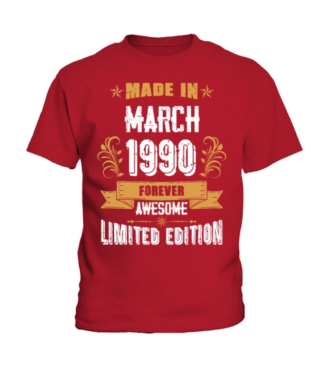 March 1990 Vintage Birthday Present Kids T-Shirt