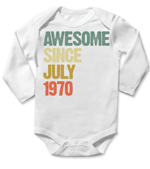 Distressed Vintage Awesome Since July 1970 Long Sleeve Baby One-Piece