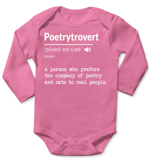 Funny Poetry Lover Definition Poetrytrovert Long Sleeve Baby One-Piece
