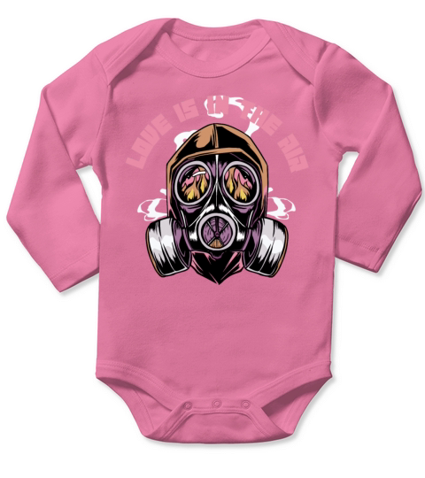 Love Is In The Air Gas Mask Prepper Valentines Long Sleeve Baby One-Piece