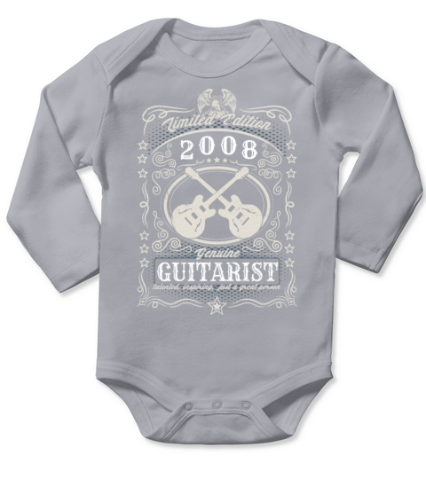 Vintage 2008 Guitarist Birthday Gift Guitar Player Long Sleeve Baby One-Piece