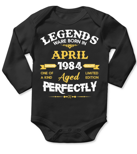 Vintage Aged To Perfection April 1984 Long Sleeve Baby One-Piece