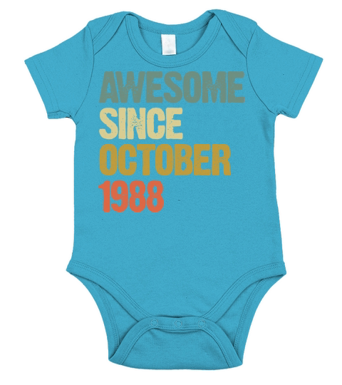 Awesome Since October 1988 Retro Vintage Gift Short Sleeve Baby One-Piece