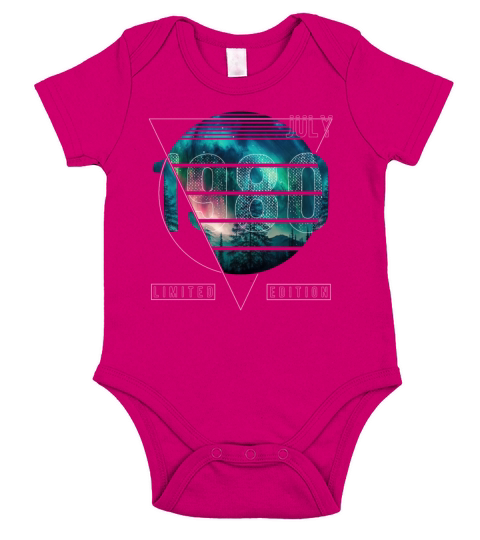 Limited Edition 1980 July Birthday Polar Lights Short Sleeve Baby One-Piece