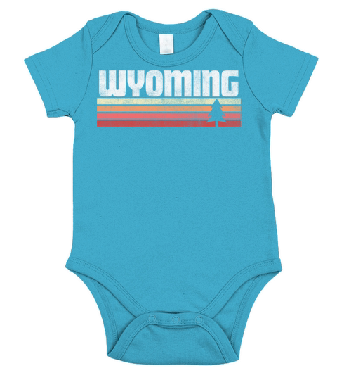 Wyoming Retro Style Vintage Gift State Outdoor Short Sleeve Baby One-Piece