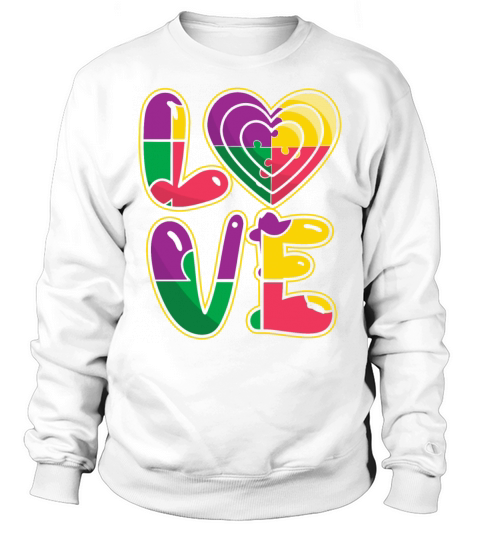 Support Love Puzzle Colorful Autism Awareness Sweatshirt Unisex