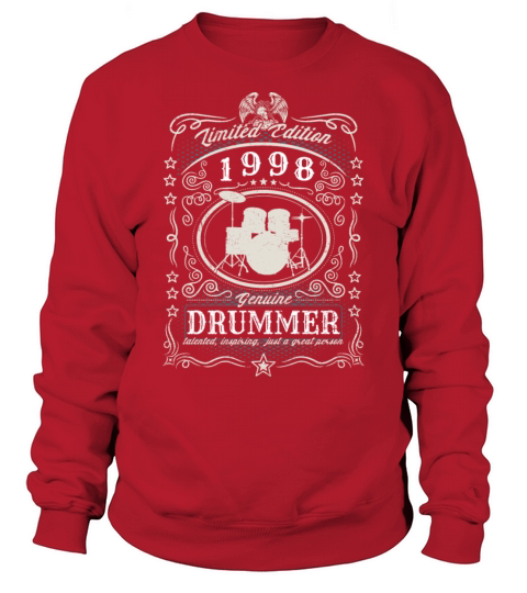 Vintage 1998 Drummer Birthday Gift Percussionist Sweatshirt Unisex