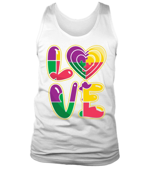 Support Love Puzzle Colorful Autism Awareness Tank Top Unisex