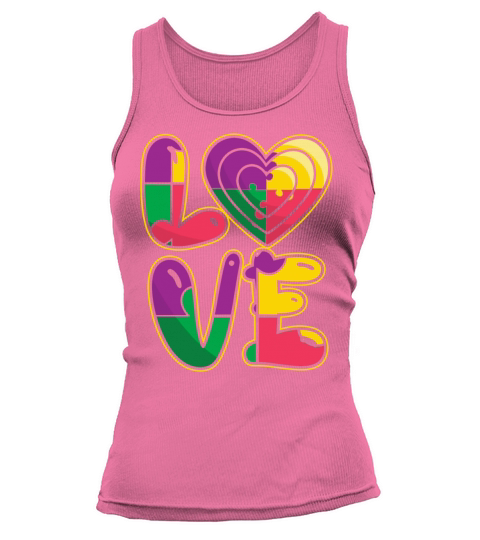 Support Love Puzzle Colorful Autism Awareness Tank top Woman