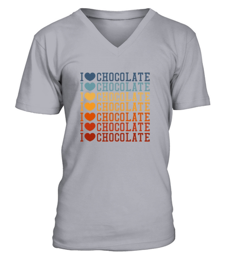 I Love Chocolate Retro Vintage V-Neck T-shirt
