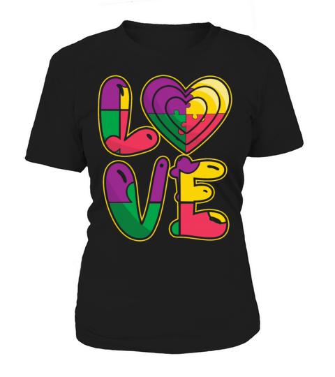 Support Love Puzzle Colorful Autism Awareness Women's T-Shirt