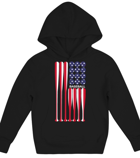 American Flag Vintage Baseball Player Gift Kids Hoodie