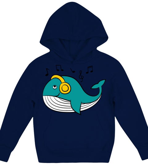 Cute Whale Listening To Music Kids Hoodie
