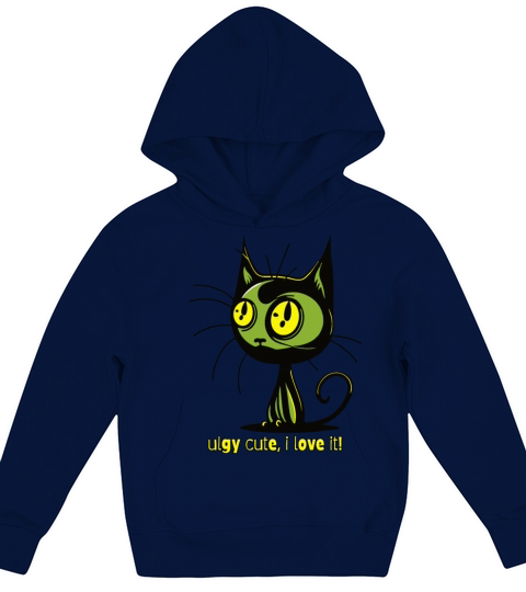 ugly cute vintage cartoon cat Kids Hoodie