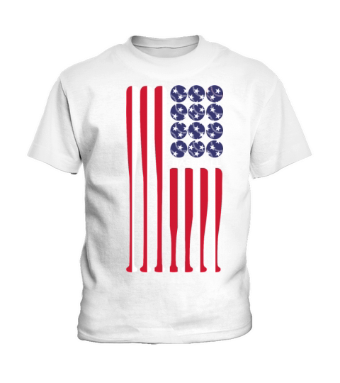 American Flag Vintage Baseball Player Gift Kids T-Shirt
