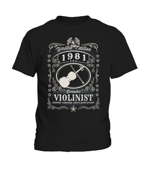 Vintage 1981 Violinist Birthday Gift Violin Player Kids T-Shirt