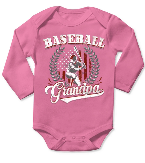 American Flag USA Proud Grandpa Shirt Baseball Ame Long Sleeve Baby One-Piece