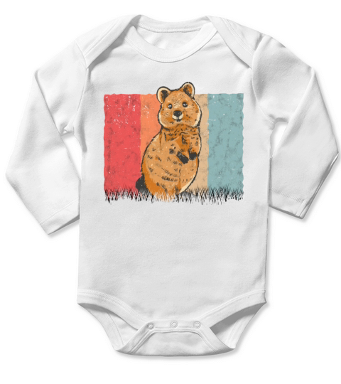 Quokka Vintage Short-tailed Kangaroo Retro Long Sleeve Baby One-Piece