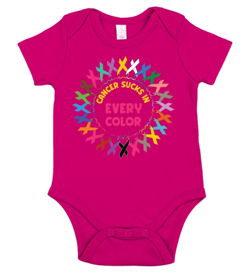 Cancer Sucks In Every Color Short Sleeve Baby One-Piece