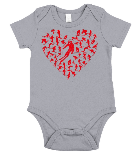 Heart Full Ski Winter Sport Lovers Valentine Gift Short Sleeve Baby One-Piece