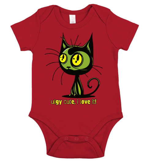 ugly cute vintage cartoon cat Short Sleeve Baby One-Piece