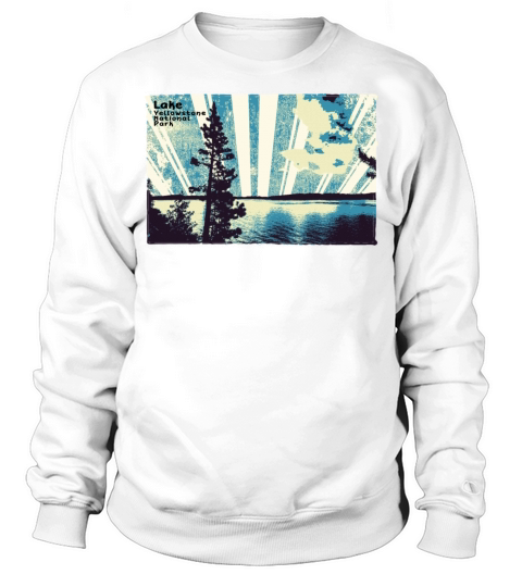 Retro Lake Yellowstone in blue and green Sweatshirt Unisex
