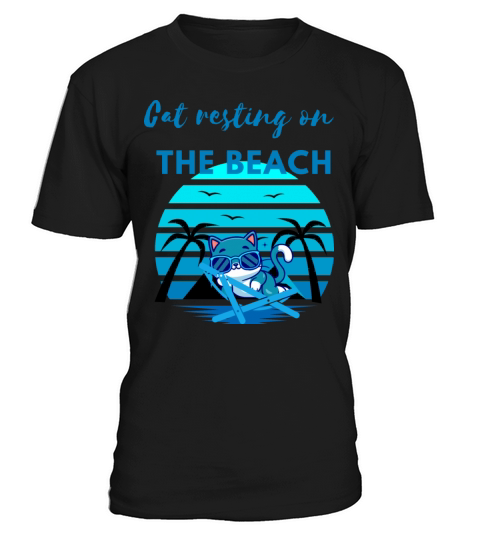 Cat resting on the beach T-Shirt Unisex