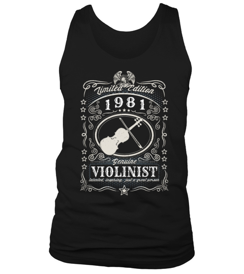 Vintage 1981 Violinist Birthday Gift Violin Player Tank Top Unisex