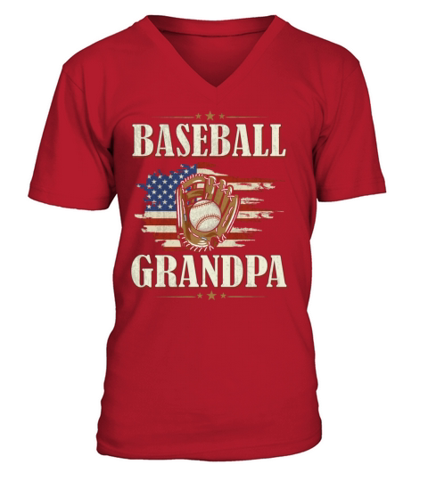 American Flag USA Proud Grandpa Shirt Baseball Ame V-Neck T-shirt