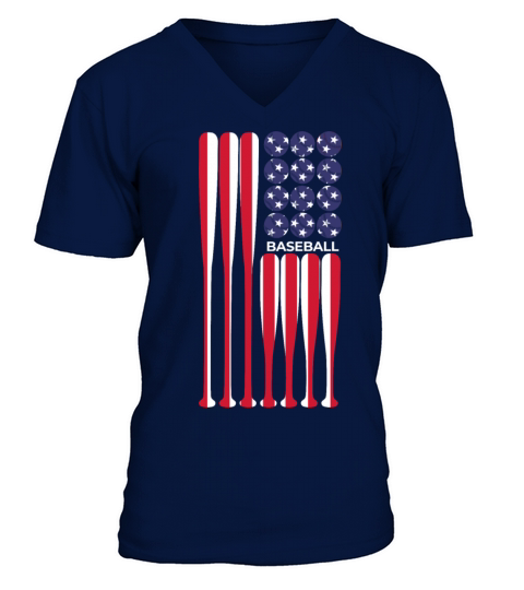 American Flag Vintage Baseball Player Gift V-Neck T-shirt