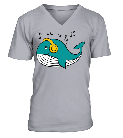 Cute Whale Listening To Music V-Neck T-shirt